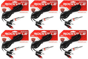 6 Rockville RCRTR10 10' 1/4" TRS to Dual RCA Cable 100% Copper