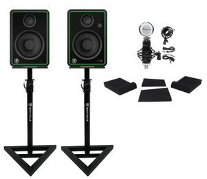 (2) Mackie CR4-XBT 4" Studio Monitors w/ Bluetooth+Microphone+Stands+Foam Pads