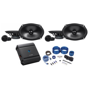 (2) Pairs ALPINE S-S69C 260w 6x9" Car Component Speakers+Alpine 4-Ch Amplifier