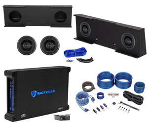 Sub Box+2) Rockford 12" Subs+Amp For 2007-2013 GMC/Chevy Sierra/Silverado Crew