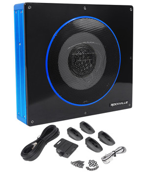 Rockville RW8CA 8 inch 600w Low Profile Under-Seat Active Powered Car Subwoofer