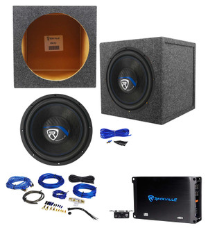 Rockville K5 W12K5S2 12" 1400w Subwoofer+Sealed Sub Box+Mono Amplifier+Amp Kit