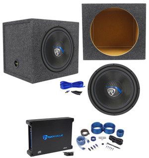 Rockville K5 W15K5S2 15" 2000 Watt Subwoofer+Sealed Sub Box+Amplifier+Amp Kit