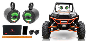 (2) JBL MS8LB 450 Watt 8" Black LED Wakeboard Tower Speakers+Amp For ATV/UTV/RZR