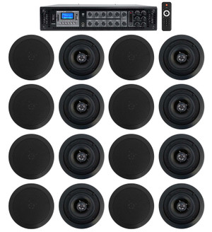 Home Audio System+(16) 5.25" Black Bedroom/Living Room/Bathroom Ceiling Speakers
