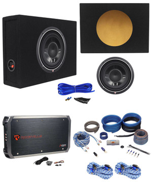 Rockford Fosgate P3SD4-10 10" 600 Watt Car Subwoofer+Slim Box+5-Ch. Amp+Wire Kit