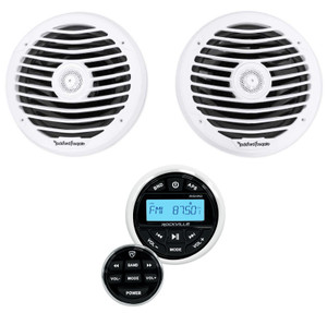 (2) Rockford Fosgate Punch PM282X 8" Marine Speakers+Bluetooth Receiver+Remote