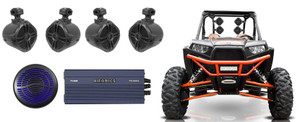 Hifonics TPS-A600.5 600w 5-Ch Amplifier+(4) Tower Speakers+12" Free Air Sub ATV/UTV/RZR