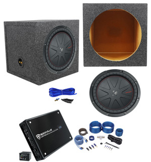 Kicker 48CWR122 COMPR12 1000W 12" Subwoofer+Sealed Box+Mono Amplifier+Amp Kit