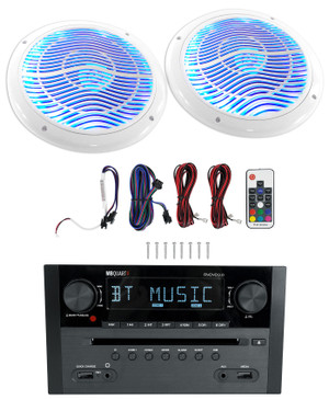 MB Quart RVDVD2.0 2-Zone RV Receiver Bluetooth DVD Player+2) White 6.5" Speakers