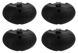 (4) Rockville D4-16 Black Dual 4" 16-ohm Swivel Outdoor Home Patio Speakers
