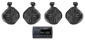 Soundstream MHU-32 Marine Boat ATV/UTV Bluetooth Receiver+(4) 8" Tower Speakers