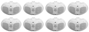 (8) Rockville D4-70 White Dual 4" 70v Commercial/Restaurant Wall Mount Speakers