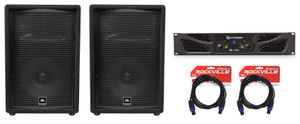 (2) JBL Pro JRX212 12" 2000w 8 Ohm PA/DJ Speakers+Crown Power Amplifier+Cables