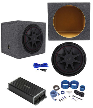 Kicker 43CVR152 COMPVR 15" 1000w Car Subwoofer+Mono Smart Sub Amplifier+Box