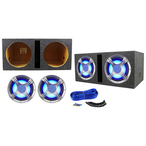 (2) NYC Acoustics NC12S4 3200 Watt 12" LED Subwoofers+Vented Sub Box Enclosure