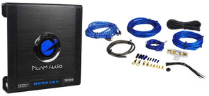 Planet Audio Anarchy AC1000.2 1000 Watt 2 Channel Car Amplifier+Amp Kit+Remote
