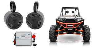 2 Rockville 5.25" Tower Speakers+2-Ch Amp for Polaris/JEEP/ATV/UTV/RZR/CART