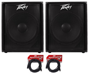 (2) Peavey PV118D 18" 300 Watt Active/Powered PA DJ Subwoofer Sub +FREE Cables