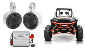 2 Rockville 5.25" Tower Speakers+2-Channel Amp For Polaris/JEEP/ATV/UTV/RZR/CART