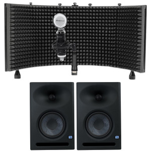 (2) Presonus Eris E7 XT 6.5" Powered Studio Monitors+Condenser Mic+Vocal Shield