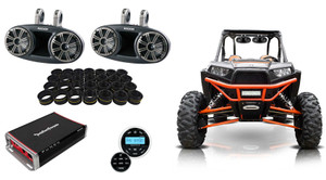 Kicker 6.75" Rollcage Speakers+2-Ch Amp Bluetooth Player for Polaris RZR/ATV/UTV