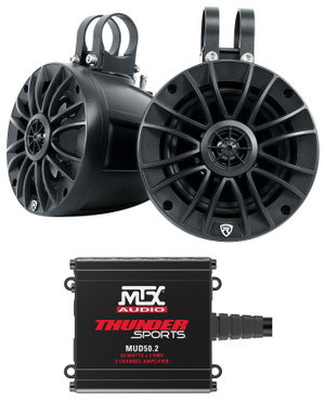 2) Rockville UT525B UTV/ATV 5.25" Rollbar Speakers+MTX Audio 2-Channel Amplifier