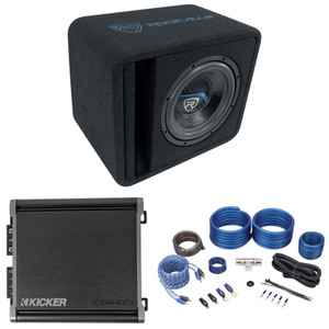 Rockville VS10K52 10" K5 1200w Subwoofer in Vented Sub Box+Kicker Amp+Wire Kit