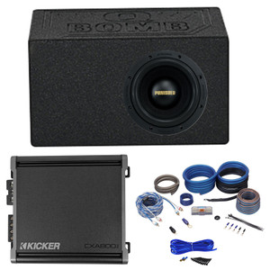 Rockville Punisher 8D2 8" 750w RMS Competition Car Subwoofer+Kicker Amp+Sub Box