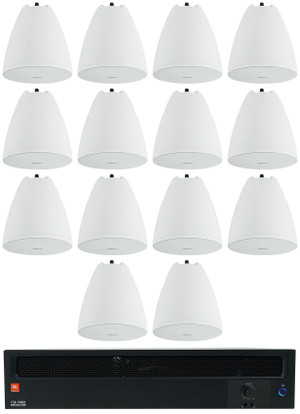 JBL CSA1300Z 70v Commercial Amplifier + (14) White Pendant Speakers CSA 1300Z