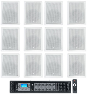 (12) JBL Control 126 WT 6.5" 30w Commercial 70v In-Wall Speakers+Amplifier