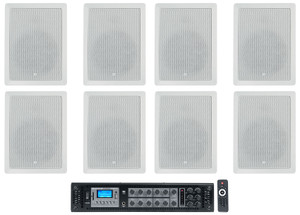 (8) JBL CONTROL 128 WT 8" 50w Commercial 70v In-Wall Speakers+Amp For Restaurant