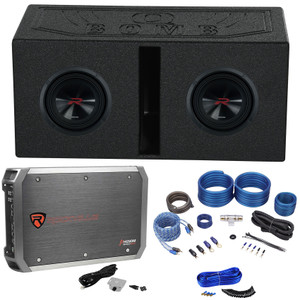 (2) Alpine R2-W8D4 8” 350W RMS Car Subwoofers+Ported Sub Box Enclosure R2W8D4