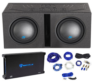 (2) Alpine S-W12D2 12" 1800w Subwoofers+Vented Sub Box+Mono Amplifier+Amp Kit
