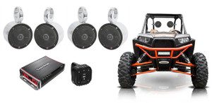 4 Rockford Fosgate 5.25" Tower Speakers+4-Ch Amp+Bluetooth 4 Polaris RZR/ATV/UTV