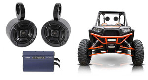 2 Polk Audio 5.25" Tower Speakers+2-Ch Amp for Polaris/JEEP/ATV/UTV/RZR/CART