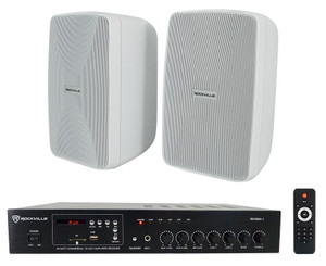 Rockville 70v Commercial/Restaurant Amplifier/Bluetooth Receiver+(2) 4" Speakers