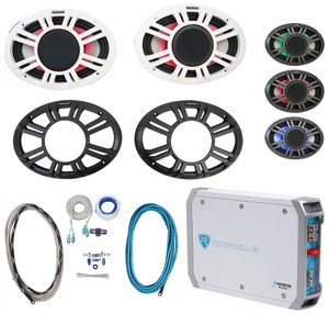 (2) KICKER 48KMXL694 300w 6x9" Marine Boat Speakers+2-Channel Amplifier+Amp Kit