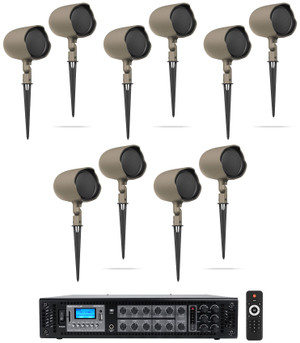 (10) JBL GSF3-TN 6.5" Landscape Ground Stake/Wall 70v Commercial Speakers+Amp