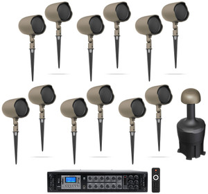 (12) JBL-GSF3-TN 3" Landscape Ground Stake 70v Commercial Speakers+8" Sub+Amp