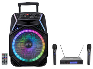 Technical Pro RAINB15 3000w Karaoke Machine System w/Bluetooth/LED+Wireless Mics