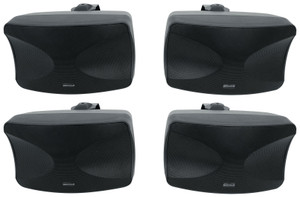 (4) Rockville WET-44 PRO Dual 4" 4-Way Swivel 70V Commercial Speakers in Black