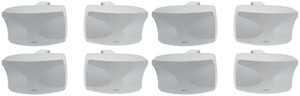 (8) Rockville WET-44 PRO Dual 4" 4-Way Swivel 70V Commercial Speakers in White