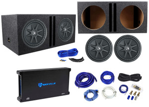 2) Kicker 50CVX122 CVX 12" 3000w Car Subwoofers+Vented Sub Box+Amplifier+Amp Kit