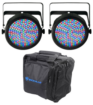 (2) Chauvet SlimPAR 64 SlimPAR64 Compact DMX LED Wash Lights + Carry Case