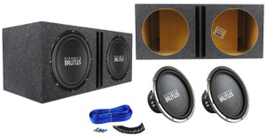 2) Hifonics Brutus BRZ15D4 15" 2400 Watt Car Subwoofers+Vented Sub Box Enclosure