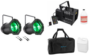 (2) American DJ PAR Z120 RGBW COB LED DMX Par Can Stage Lights+Hazer+Bag+Cables