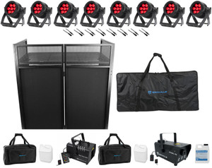 8) American DJ Encore LP7IP Outdoor DMX Par Wash Lights+Facade+Hazer+Bags+Cables