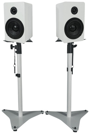 Rockville 2) Rockville RockShelf 58W 5.25" Home Bookshelf Speakers+White Adjustable Stands 
