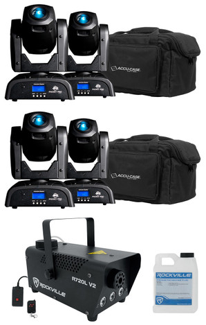 AMERICAN DJ American DJ POCKET PRO PAK 4x Pocket Pro LED DMX Moving Head Lights+Bags+Fogger 